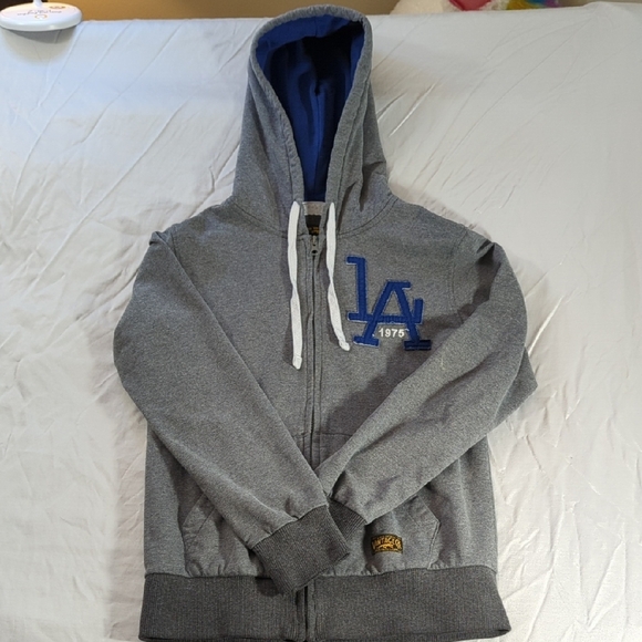 EGO Jackets & Blazers - EGO Denim Vintage Co Gray and Blue Women's LA 1975 HOODIE